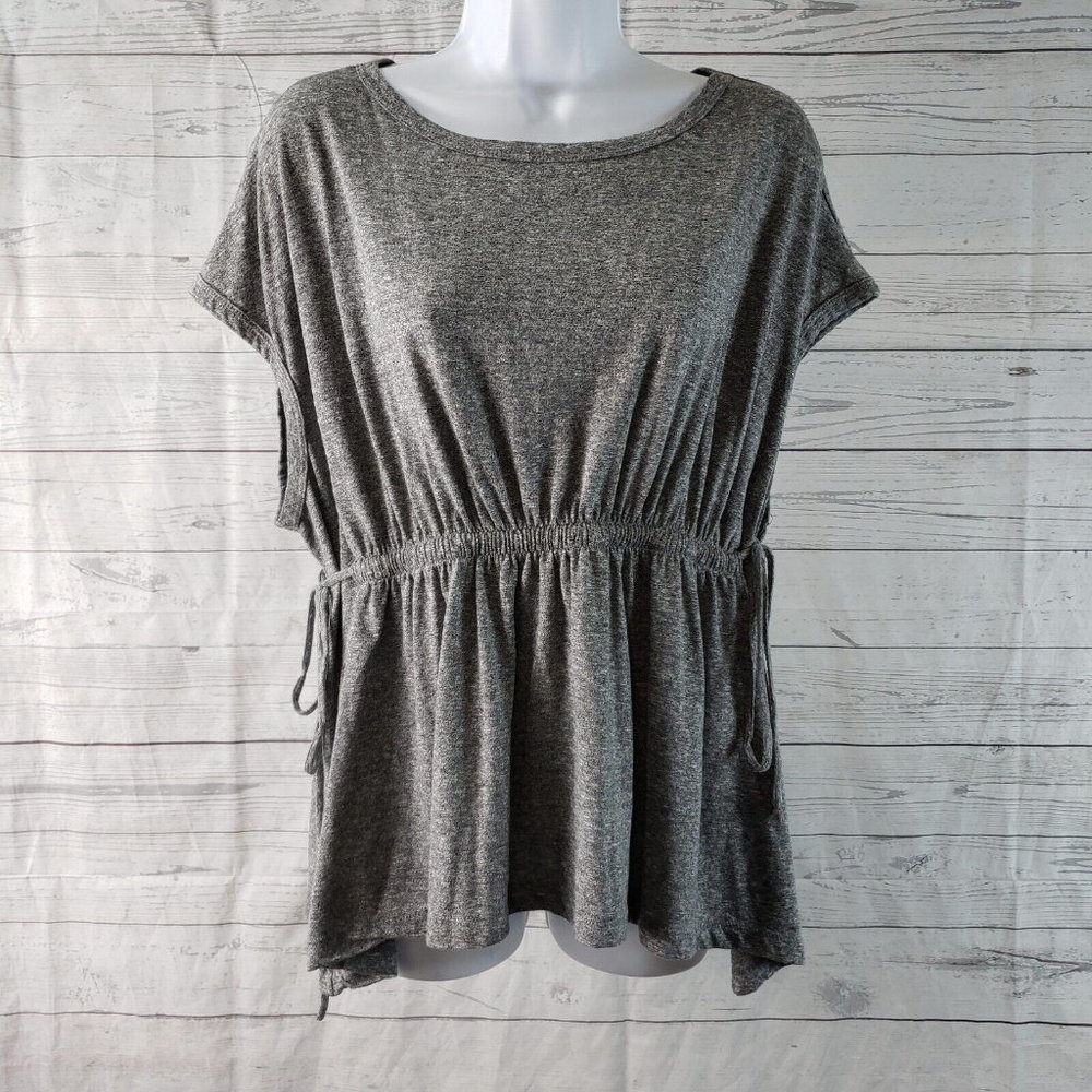 Current Elliot Womens Knit Sawyer Top Sz 1 Heather Grey Side Ties‎
